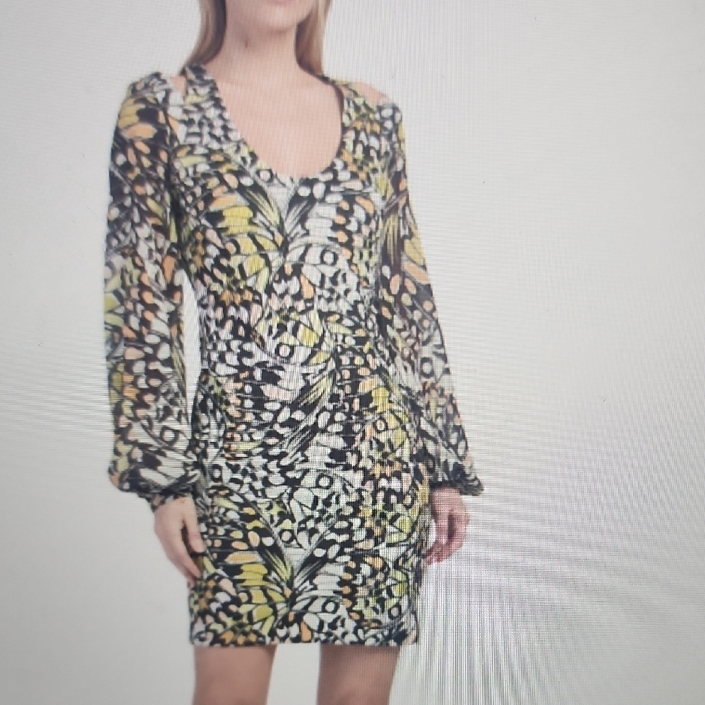 ONE33 SOCIAL Butterfly Long Sleeve Mini Dress Size 6 $375